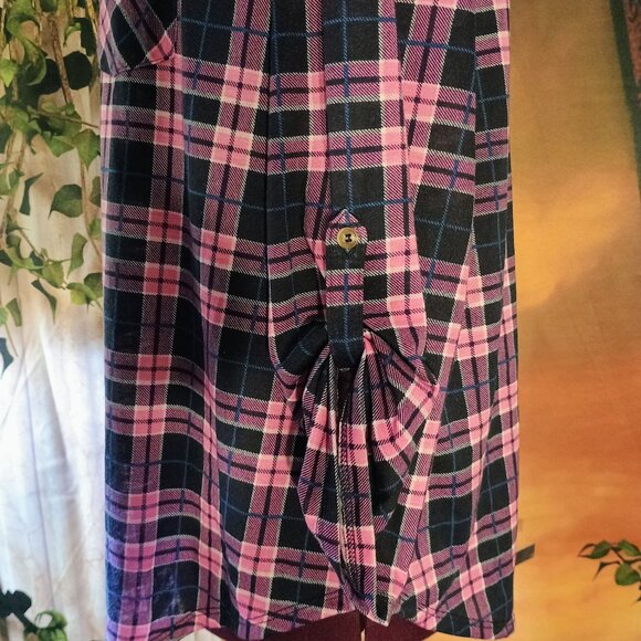 EUC: Lynn Ryan Plus Size 2X Pink & Black Plaid Tunic Top - Picture 4 of 5
